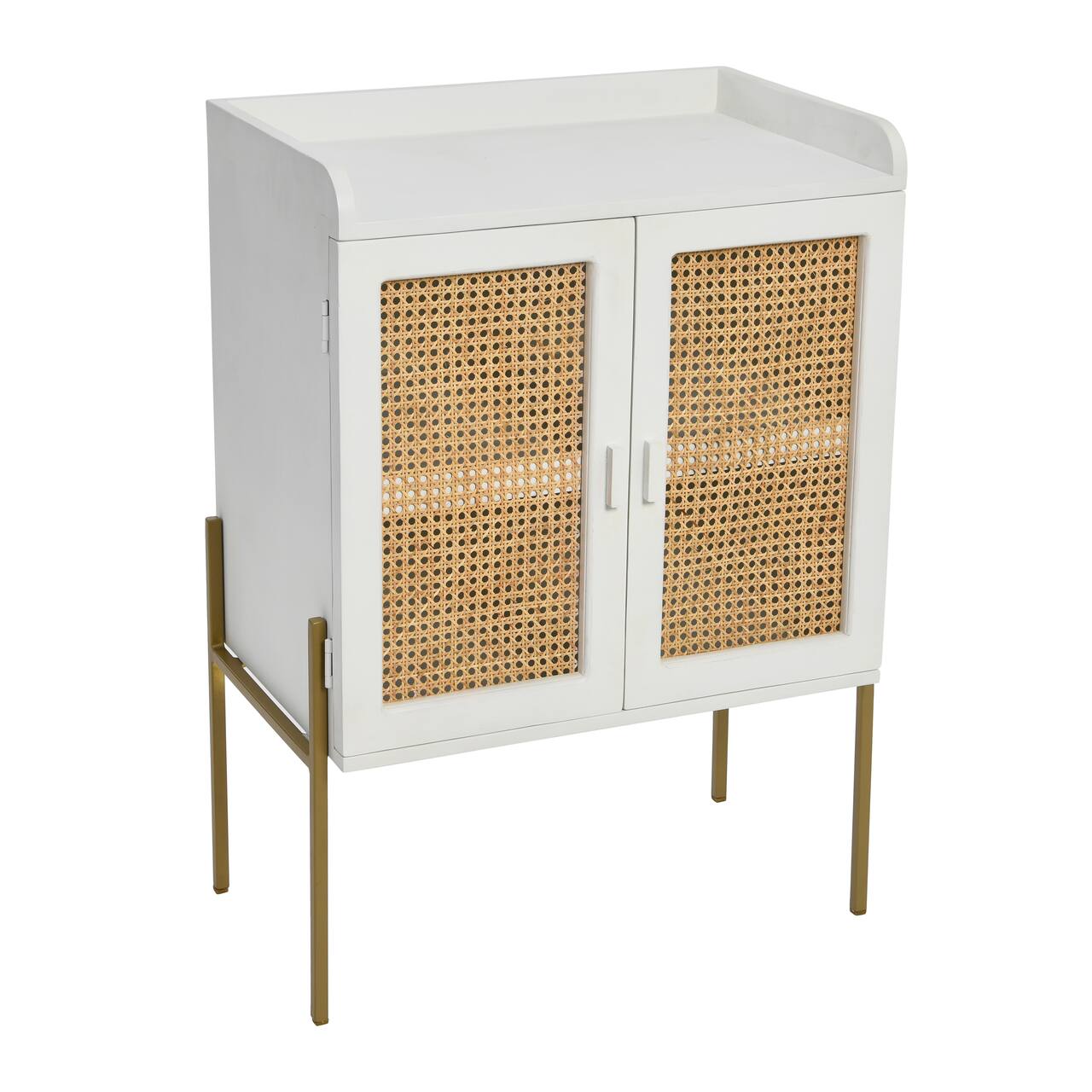 Hello Honey® 36" Boho Solid Wood Bar Cabinet with Metal Legs and Woven Cane Doors
